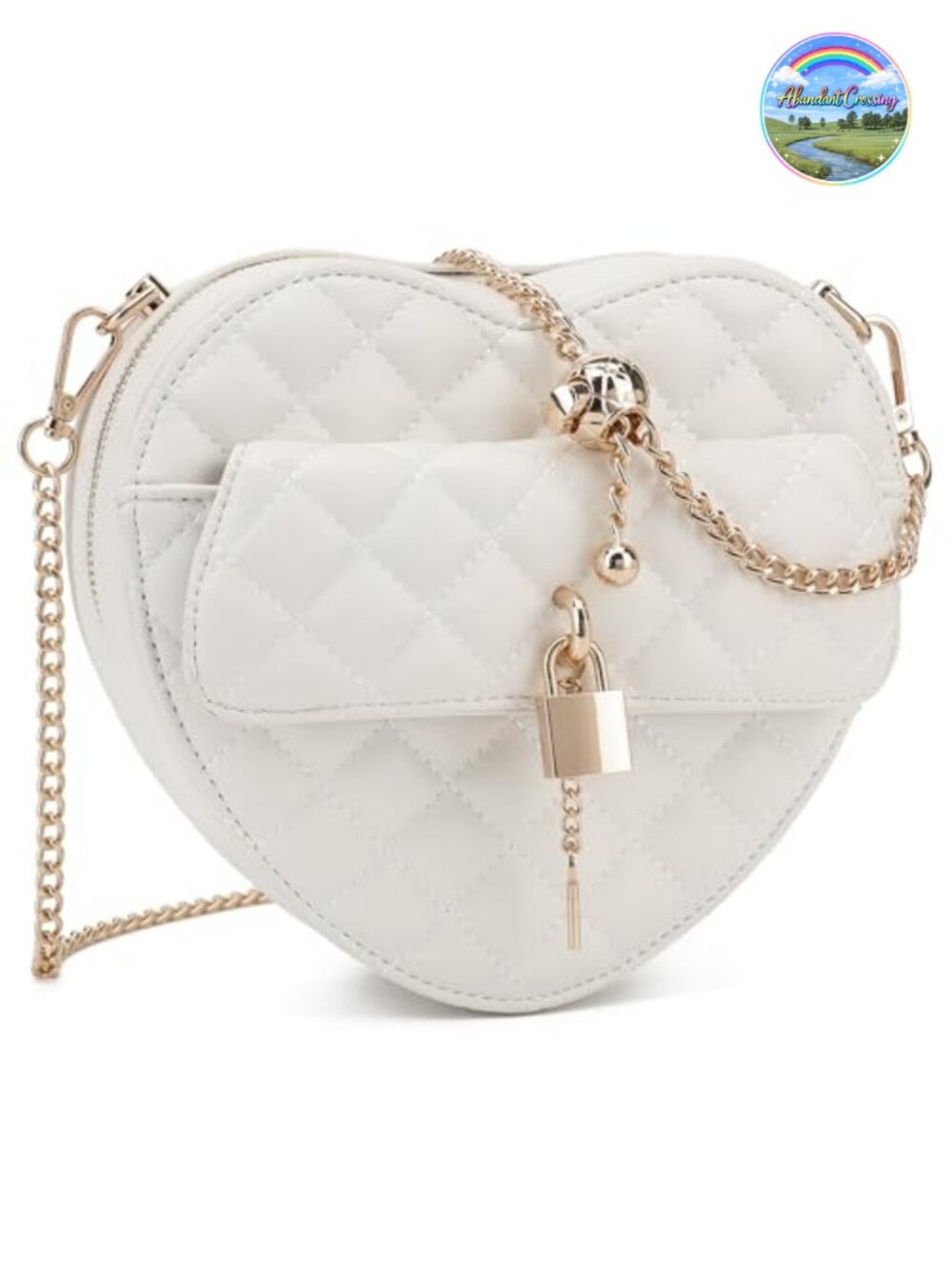 Vegan Leather Heart Shaped Crossbody Bag with Chain Strap